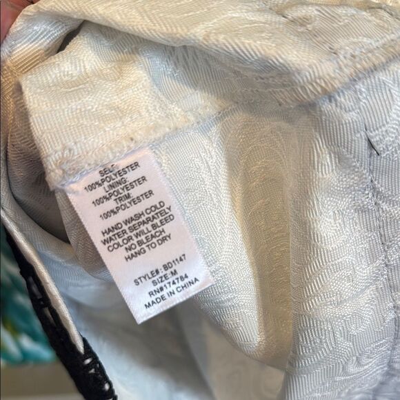 Elegant Embroidered Black and White Strapless Dress - Picture 9 of 10